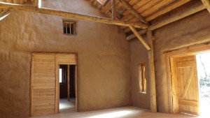 Internal view of Roundwood timber frame and straw bale woodland centre.