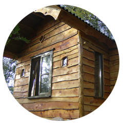 Roundwood timber frame, eco cabin.