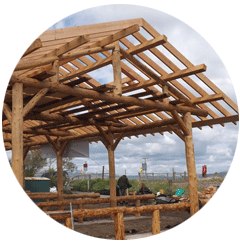 Roundwood timber frame facilitated self build home.