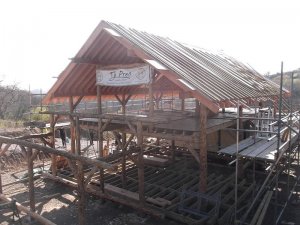 Roundwood timber frame for One Planet Development.