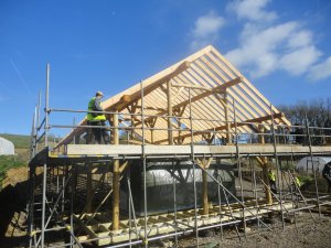 Another view of roundwood timber frame.