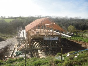 Roundwood timber frame view.