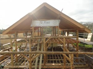 Front view of Roundwood timber frame.